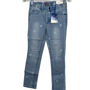Studio V Girls Star Print Denim Jeans 6X Cotton & Polyester
